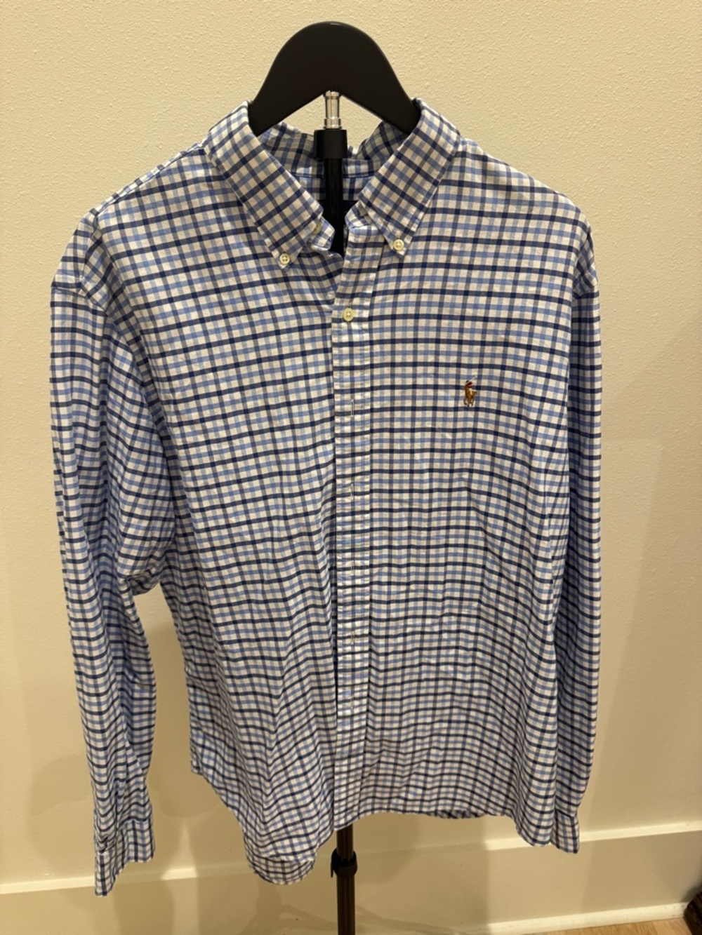 Ralph Lauren classic Blue and White Check Button-Down Oxford Shirt